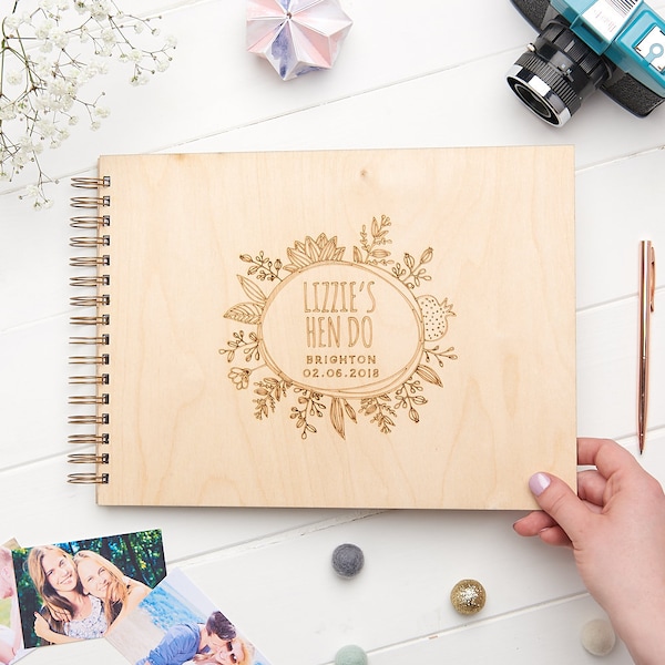 Personalised Hen Do Wooden Memory Book