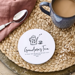 Personalised Grandma&#39;s Tea Ceramic Coaster