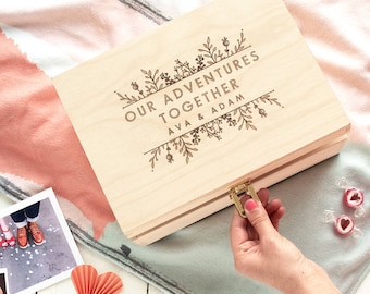 Personalised wooden wedding keepsake box