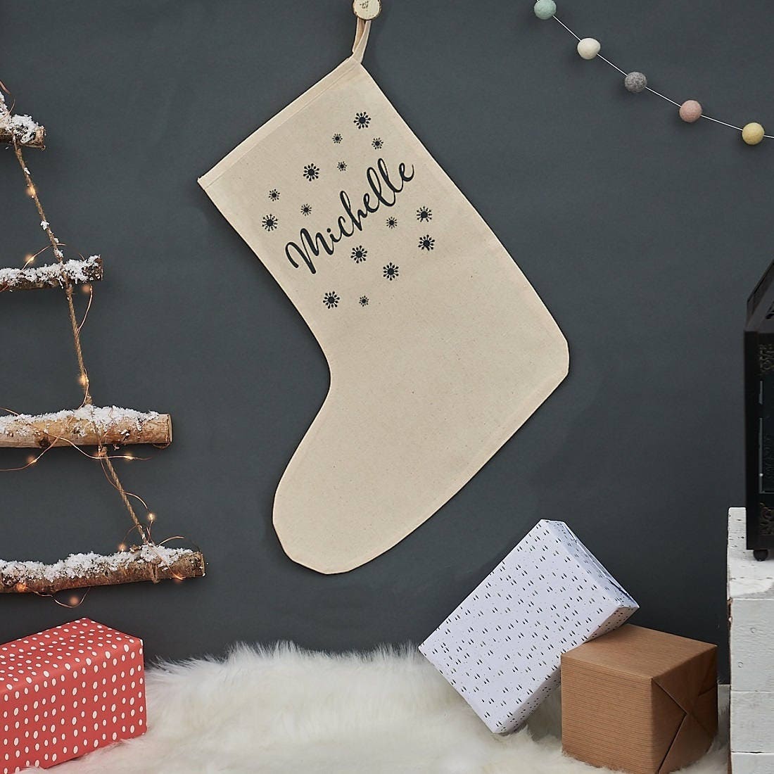 Personalized Christmas Snowflake Stocking - Etsy