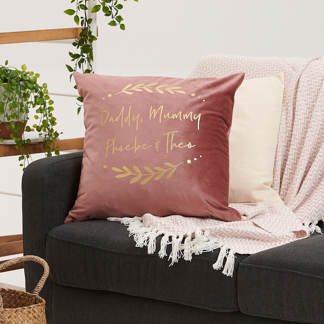 Coussin de Velours La Famille Florale Personnalisée