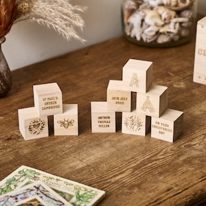 Personalised Baby Boy Engraved Wooden Blocks