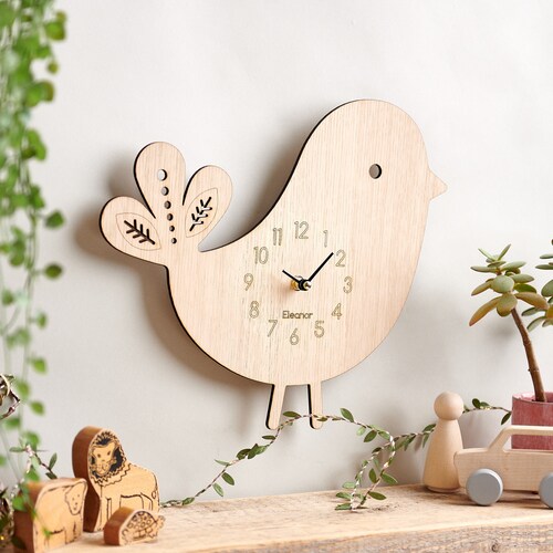 Personalised Wooden Bird Clock Etsy