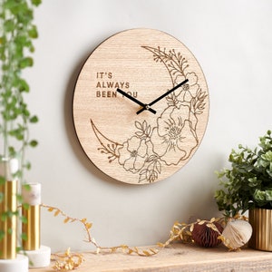 Flowers And Moon Clock