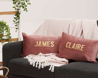 Personalised Couples Velvet Cushion Set