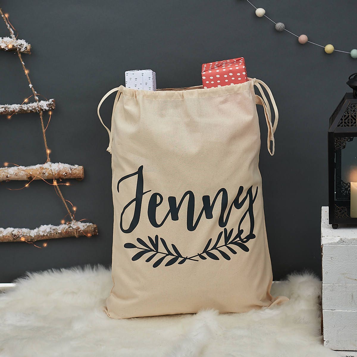 Sac de Laurier Noël Personnalisé