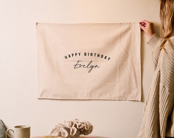 Personalised Happy Birthday Linen Banner