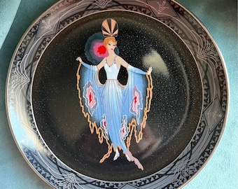 Vintage Art Deco Royal Doulton House of Erte Twilight Collectible Fine Bone China Plate by The Franklin Mint