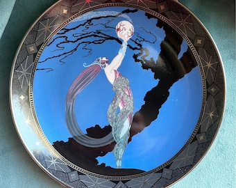 Vintage Art Deco Royal Doulton House of Erte Fireflies Collectible Fine Bone China Plate