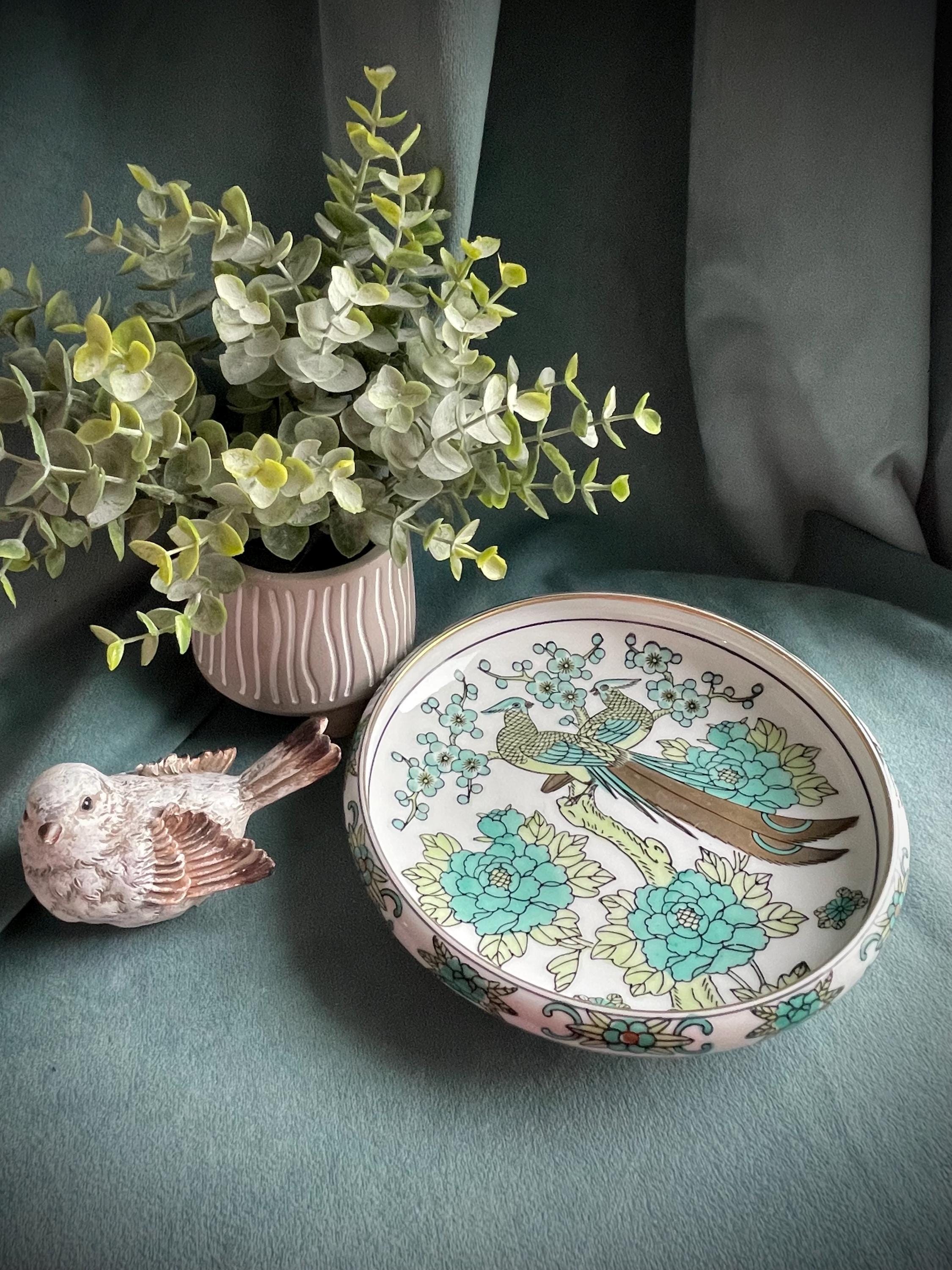 GOLD IMARI 手描き陶器 花柄 Gold Imari Mid Century Pheasants and Florals Hand Painted