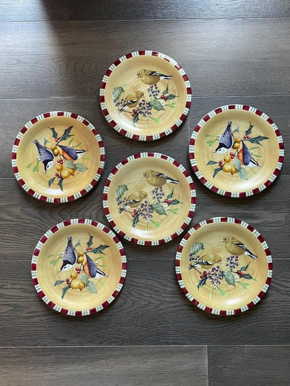 Lenox Winter Greetings Tartan Birds Salad, Appetizer or Dessert