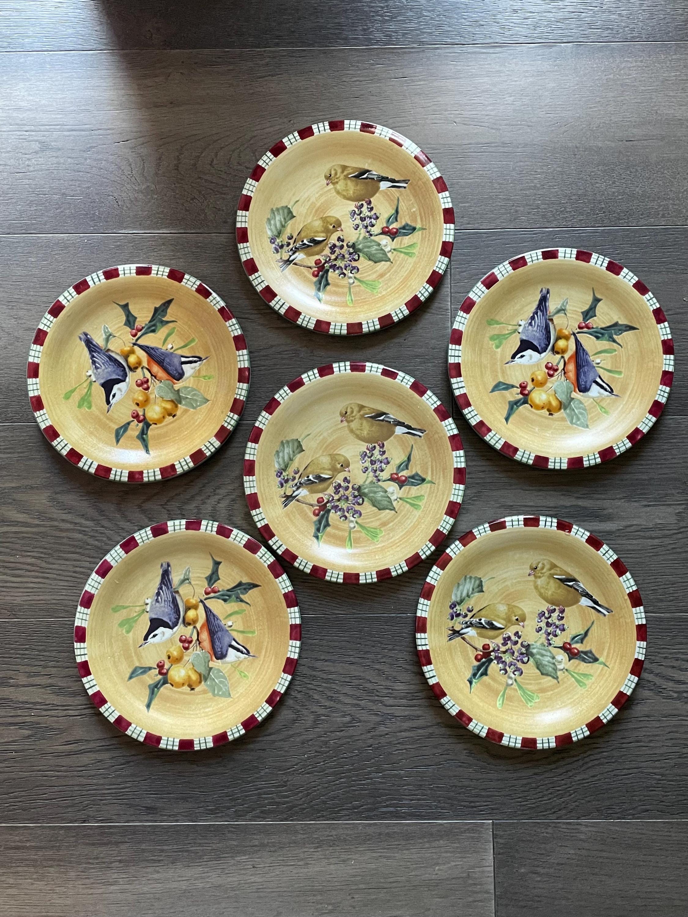 Lenox Winter Greetings Tartan Birds Salad, Appetizer or Dessert