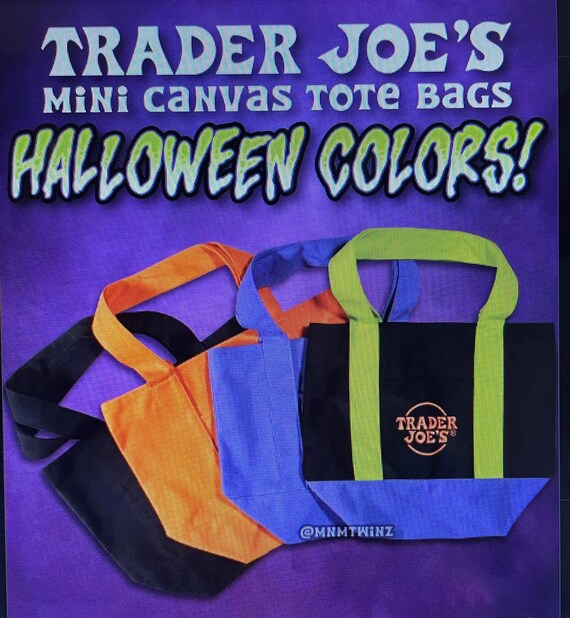 Trader Joe's Mini Canvas Tote Bags, Fall Hallowee… - image 1