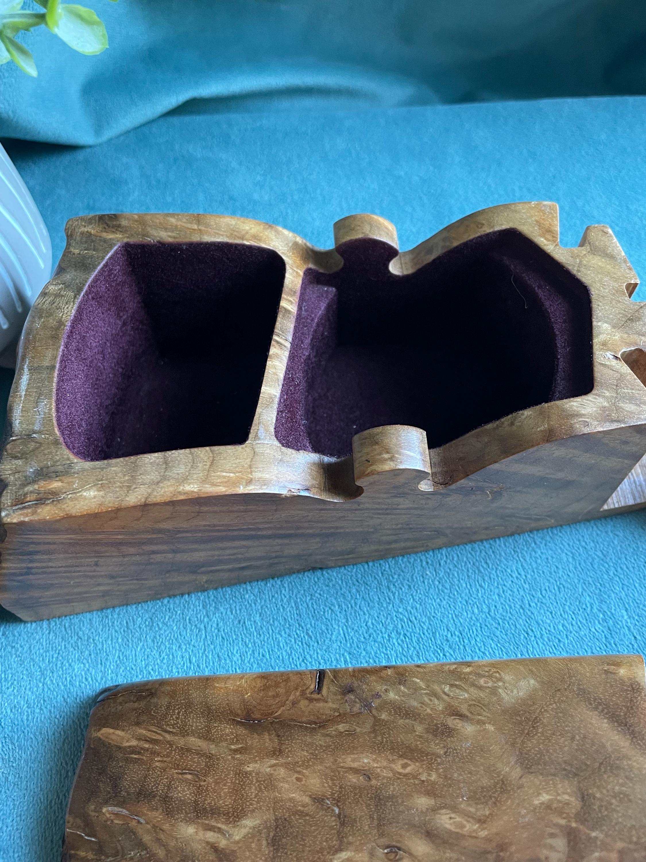 Vintage Richard Rothbard Burl Wood Puzzle Box: Live Edge Jewelry