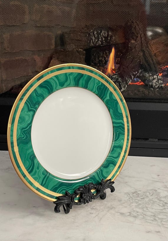 Christian Dior Gaudron Malachite Green and 22K Gold Bone China