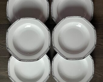 Vintage Studio Nova Art Deco Soup Bowls: Black & White Octagon Set