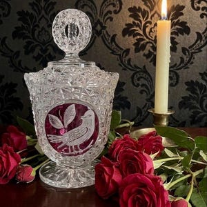 Hofbauer Byrdes Ruby Crystal Lidded Jar