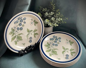 Wedgwood Bramble Multicolor Blackberry Earthenware Luncheon Plates England Set of 6