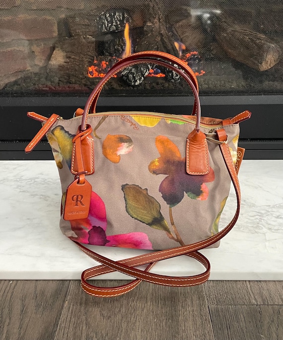 Roberta Pieri Robertina Flower Classic Small Tote Handbag Taupe
