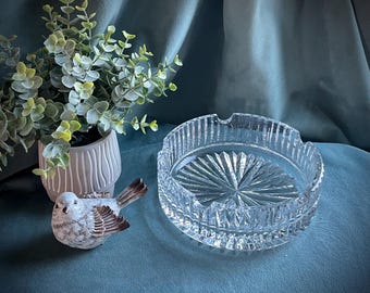 Waterford Crystal Large Round Contemporary Modern Crystal Ashtray