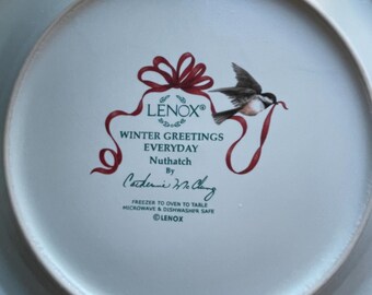 Lenox Winter Greetings Tartan Birds Salad, Appetizer or Dessert