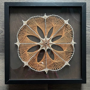 Vintage Retro Bohemian Abstract Mandala String Art and Nail Geometric Framed Wall Art image 2