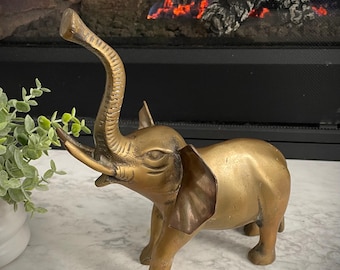 Vintage Mid Century Brass Lucky Elephant Sculpted Figure