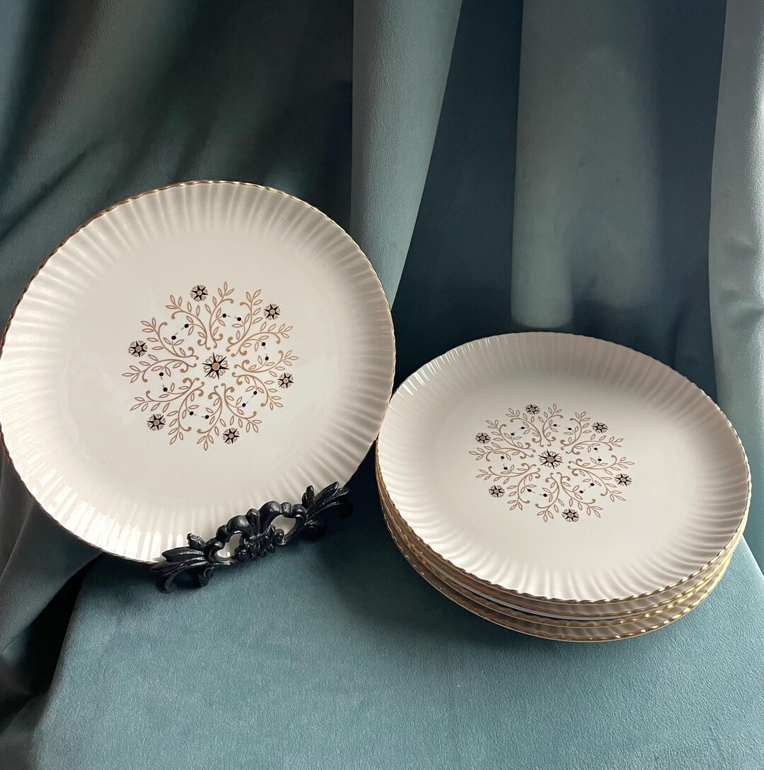 Vintage Harker China Translucent China Forget Me Not Dinner Plates Set ...