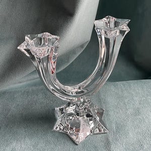 Vintage Villeroy and Boch Crystal Double Arm Candelabra Candlestick Holder