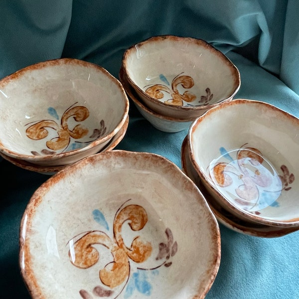 Tuscany Artimino Fiorentina Small All Purpose Earthenware Bowls Set of 8 Made in Italy Rare