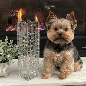 Contemporary Modern Italian Craftsmanship Geometric Hand Cut Beveled Crystal Vase