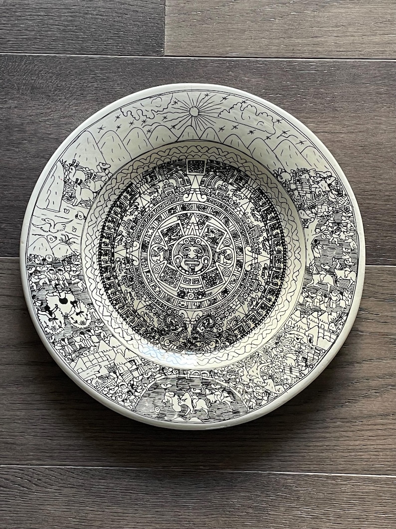 Aztec Mayan Calendar Ceramic Pottery Folk Art Wall Plate - Etsy