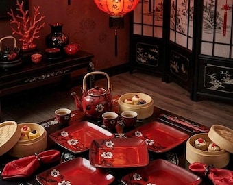 Tabletops Gallery Hibiscus Square Ceramic Floral Appetizer, Salad or Dessert Plates Set of 5