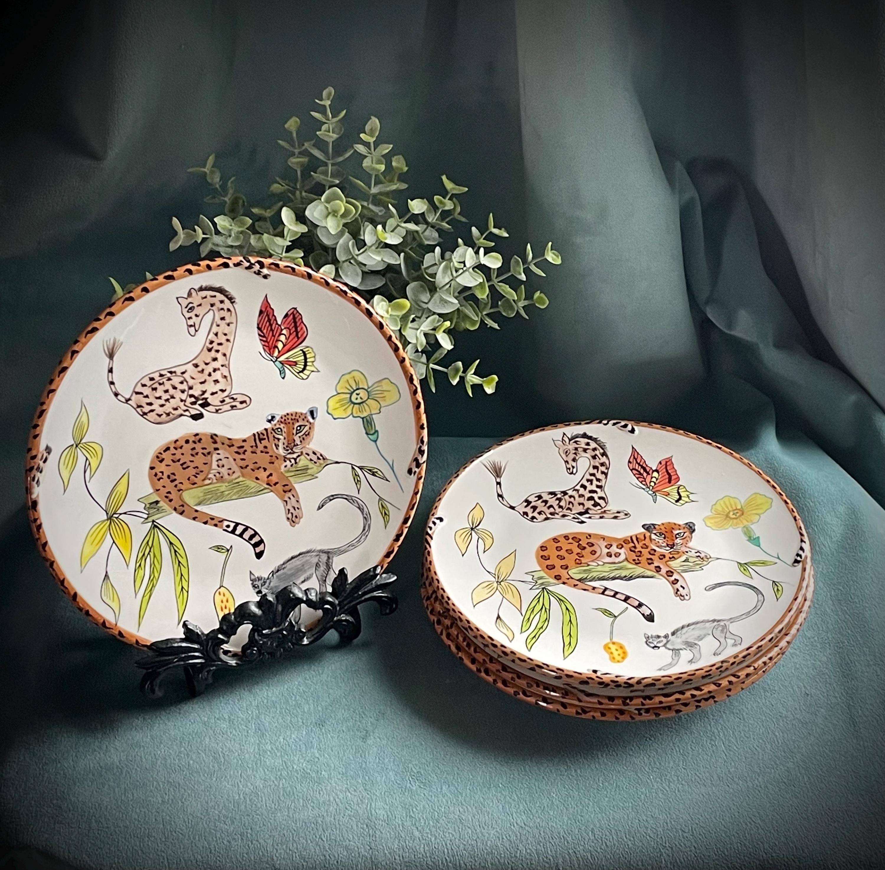 Jungle Jubilee by Lynn Chase Jaguar, Monkey & Parrot Ceramic  Jungle Jubilee by Lynn Chase Dinner Plate 2006 Atelier Jaguar Parrot Monkey #1 main image 0