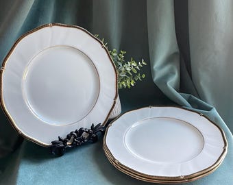 Vintage Wedgwood England Windsor Black Bone China Dinner Plates Set of 4