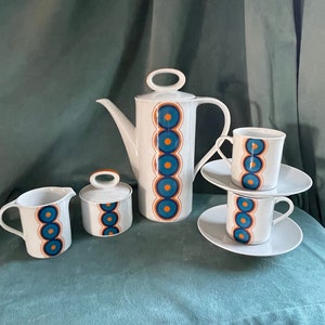 Eschenbach Bavaria Germany Porcelain Mid Century Groovy Retro Mod Coffee Set 9 piece RARE