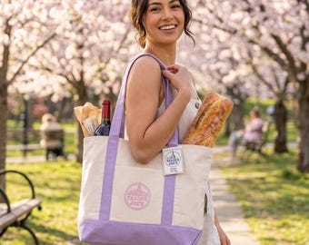 Trader Joe's Original LARGE Spring Lavender Canvas Tote Bag Limited Edition New with Tag