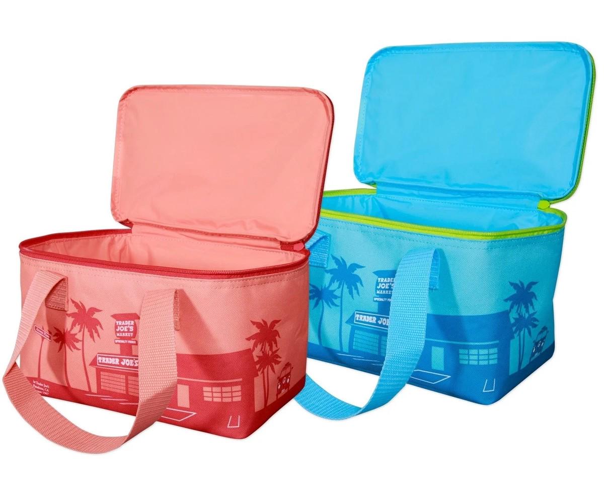Trader Joe's Insulated Mini Cooler Bags Peachy Pink and Ocean Blue