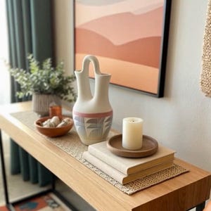 Native American Navajo Mesa Verde Pottery Studio Ramona Silas (Silas Nav) Dual Spout Etched Wedding Vessel Vase with Paperwork
