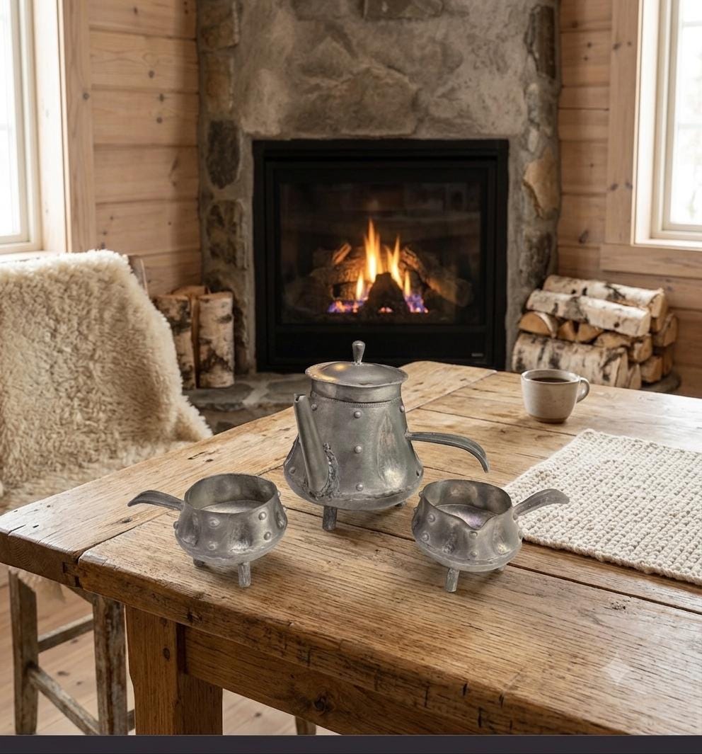 S. Borg Norway Brutalist Zinn Pewter Coffee Set - Etsy