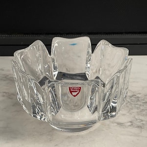 Orrefors Sweden Crystal Corona Bowl by Lars Hellsten 6 Inch
