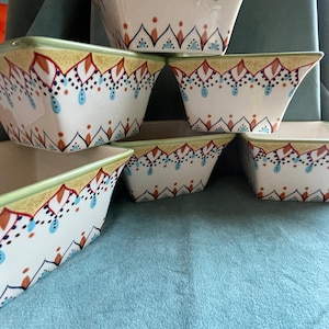 Catalina Vida by Eva Mendes for Espana Square Earthenware Bowls Set of 6