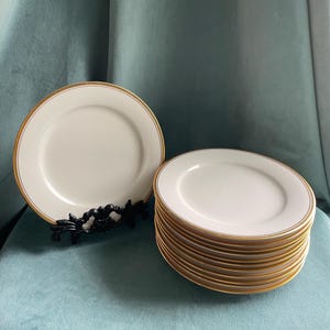 Noritake Ivory China Viceroy Gold Rimmed Appetizer, Salad or Dessert Plates Set of 12