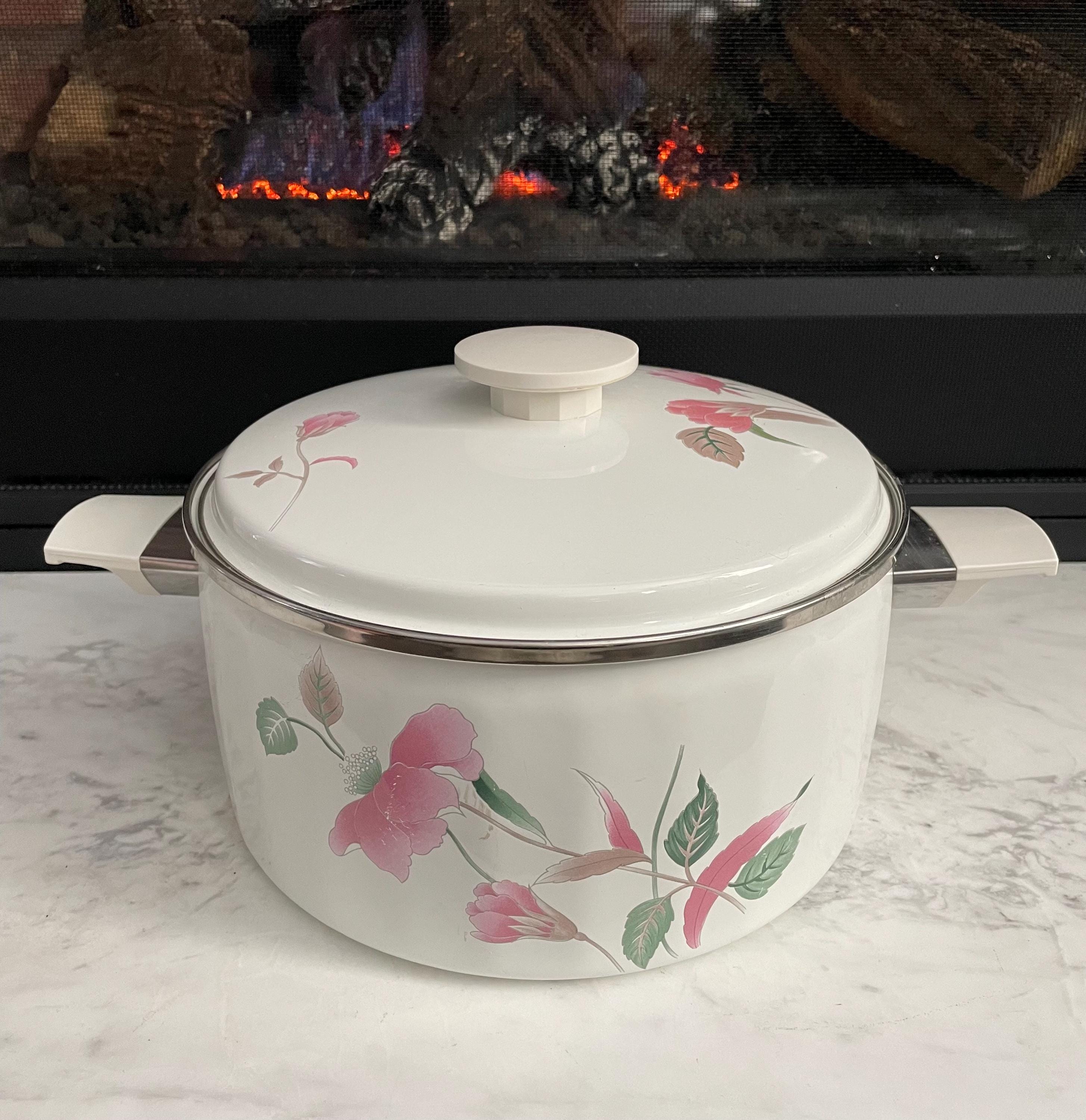 Vintage Mikasa Silk Flowers Enameled Cookware Set - Made in Japan