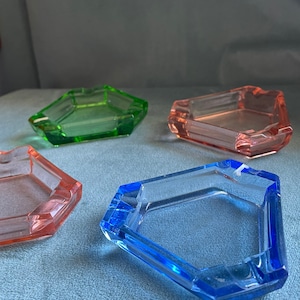 Czech Bohemian Glass Colored Mini Ashtrays Set of 4 Boxed