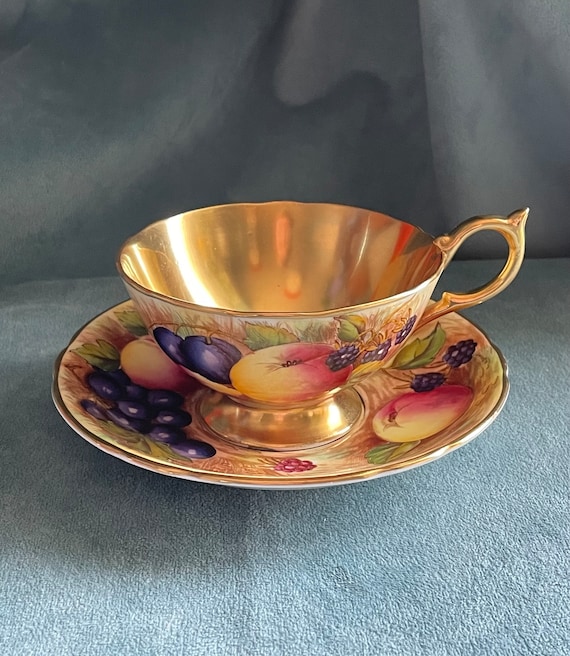 Vintage Aynsley Orchard Gold Bone China Gold Gilt Teacup and