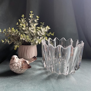 Vintage Orrefors Fleur Swedish Crystal Bowl Designed By Jan Johansson