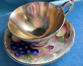 Vintage Aynsley Orchard Gold Bone China Gold Gilt Teacup and