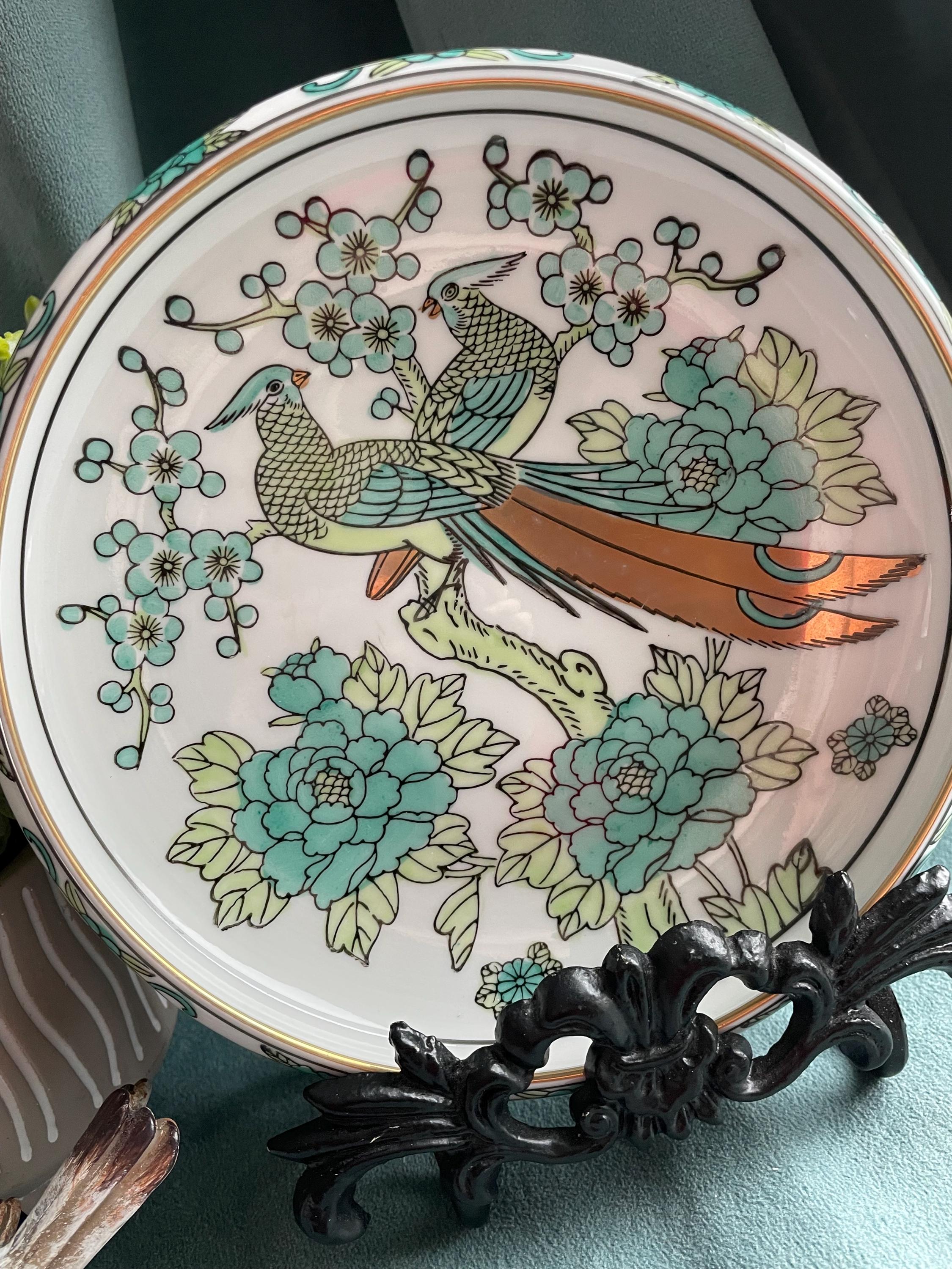 GOLD IMARI 手描き陶器 花柄 Gold Imari Mid Century Pheasants and Florals Hand Painted