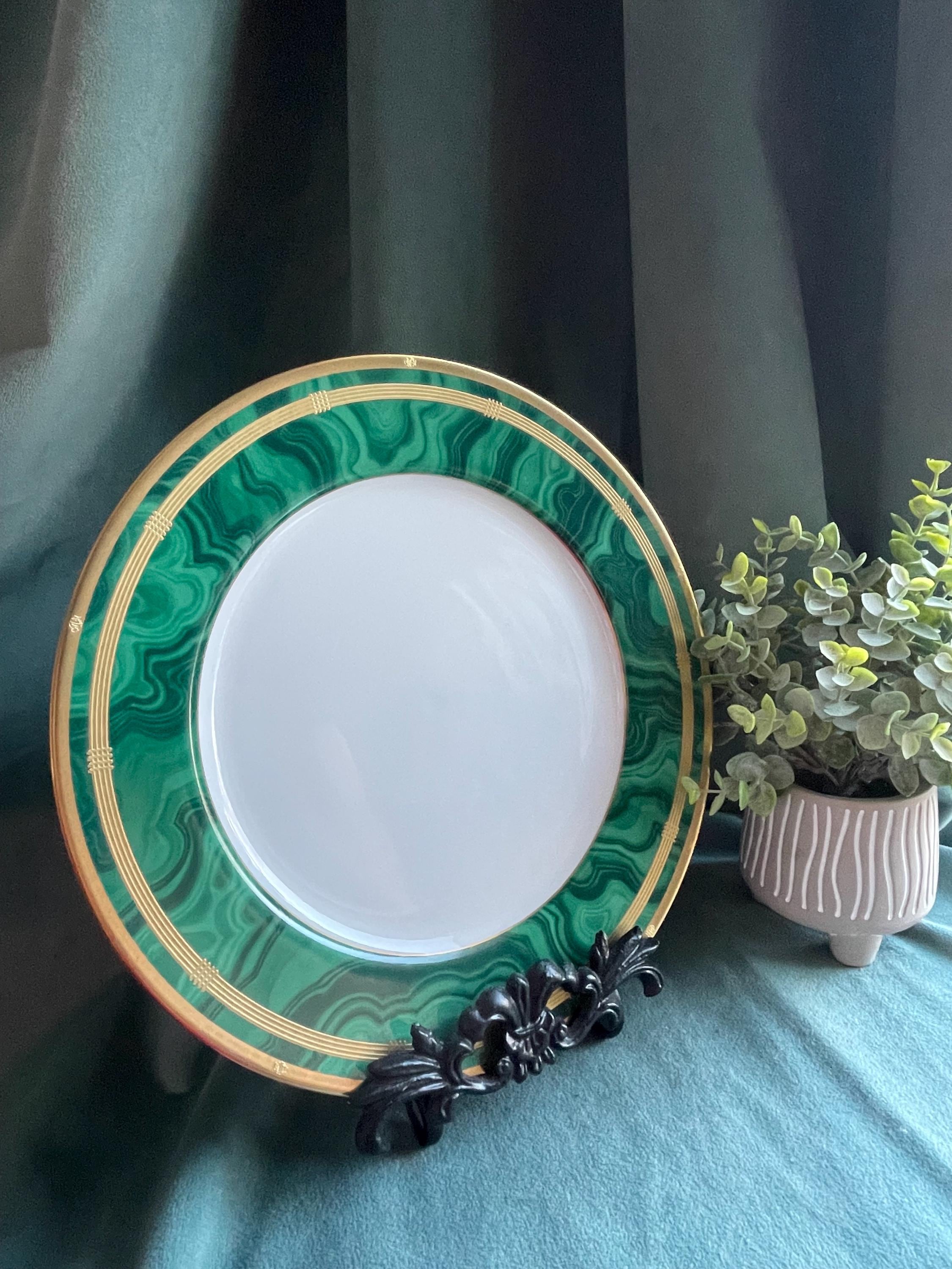 Christian Dior Gaudron Malachite Green and 22K Gold Bone China